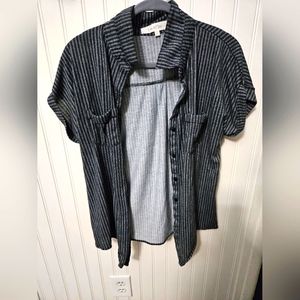 Junior girls blue striped button up